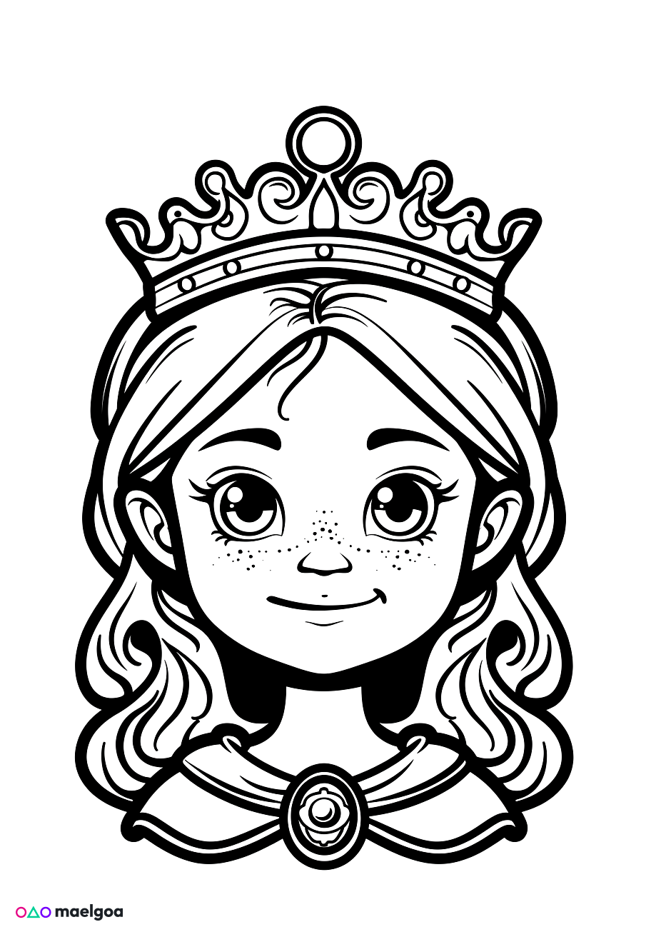 Image gratuite Coloriage visage reine souriant 13