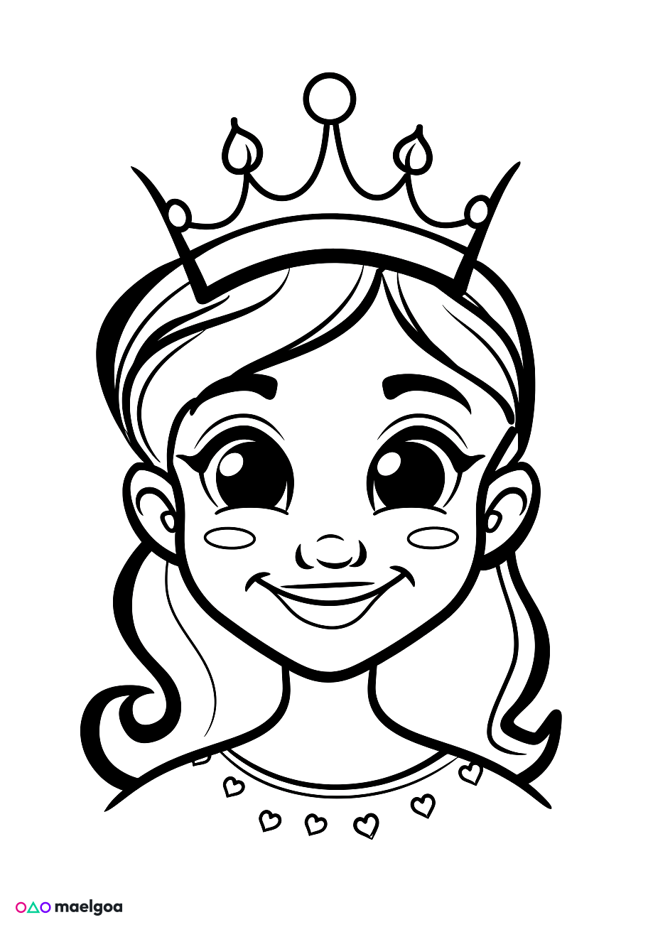 Image gratuite Coloriage visage reine souriant 14