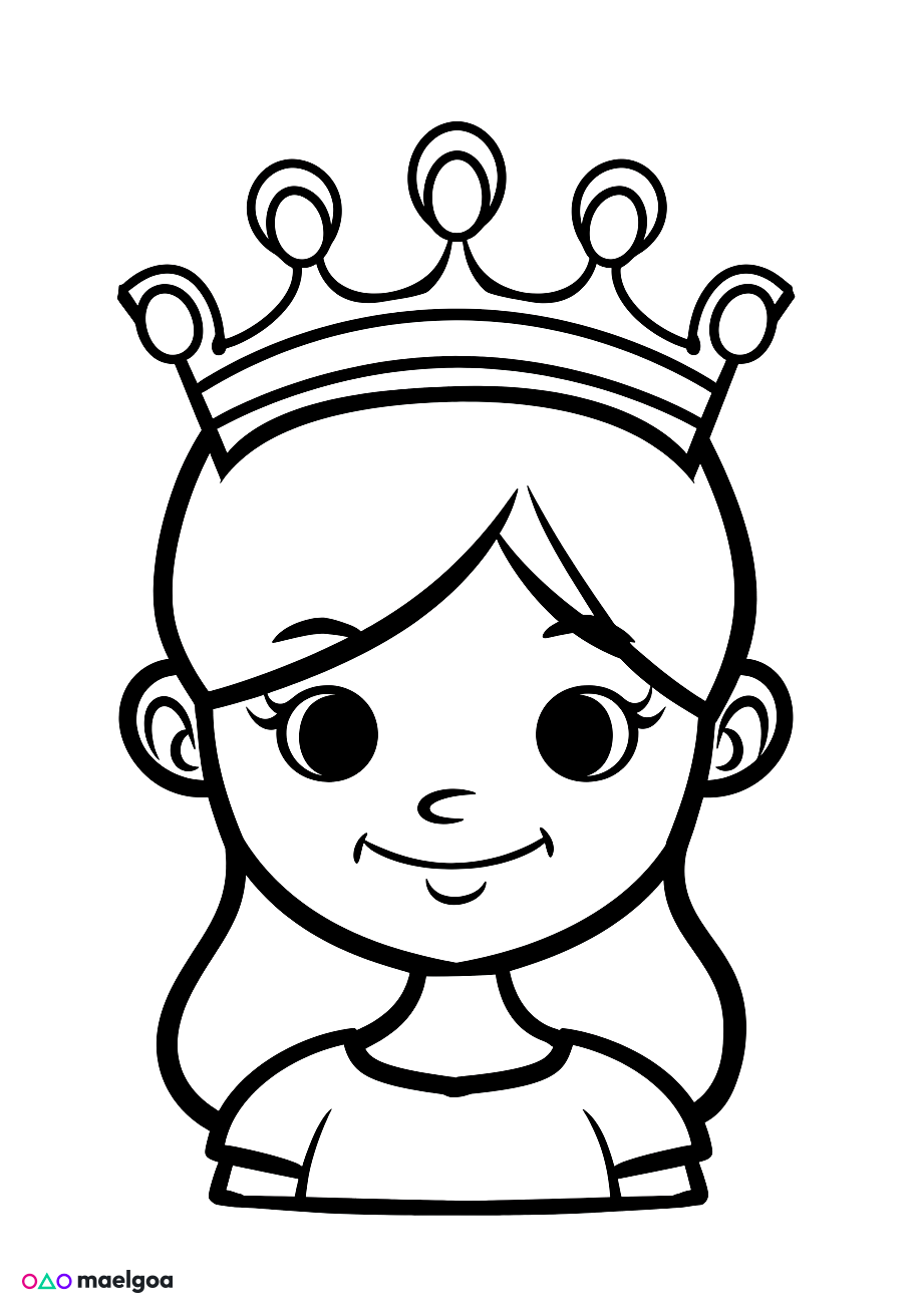 Image gratuite Coloriage visage reine souriant 15