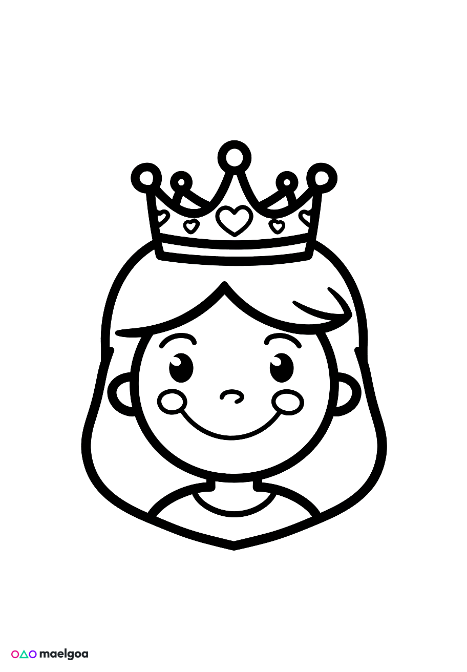 Image gratuite Coloriage visage reine souriant 2