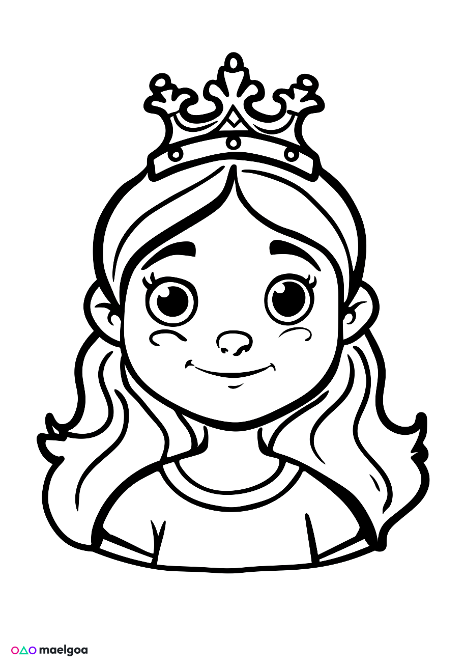 Image gratuite Coloriage visage reine souriant 3
