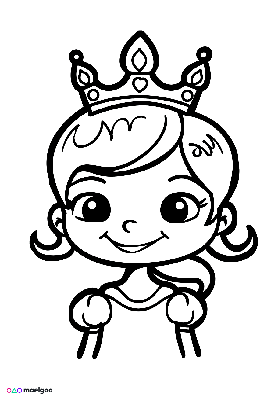 Image gratuite Coloriage visage reine souriant 5