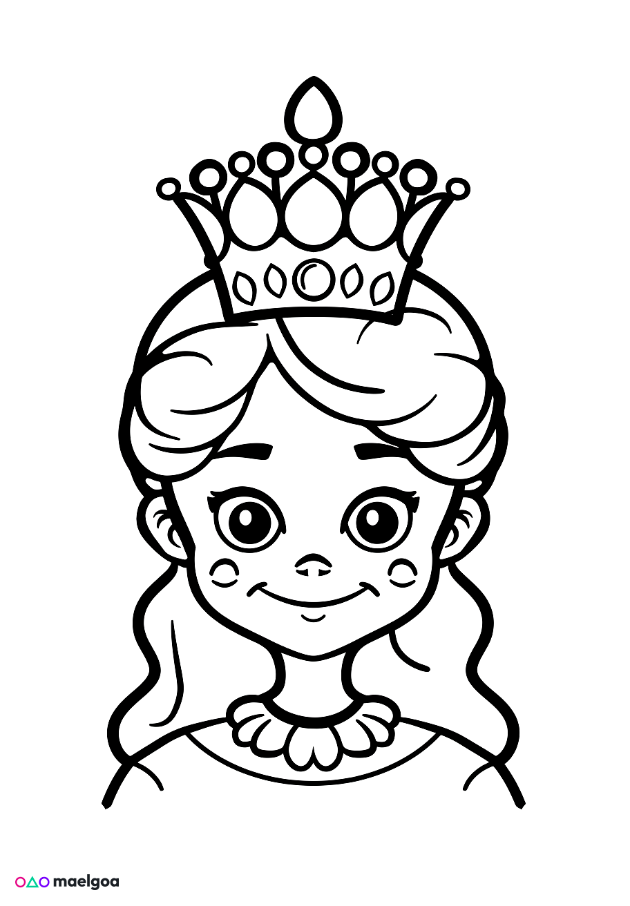 Image gratuite Coloriage visage reine souriant 7