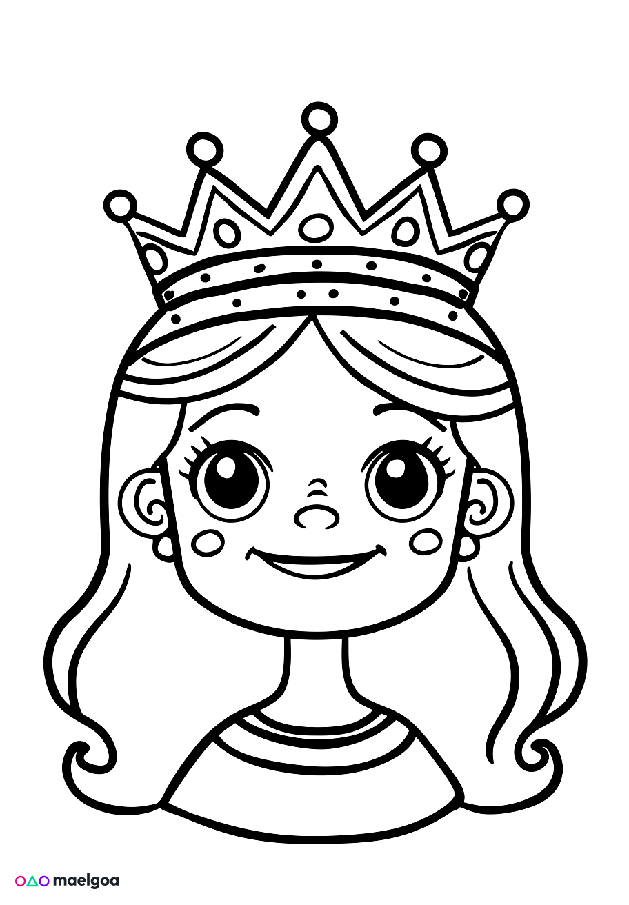 Image gratuite Coloriage visage reine souriant 8