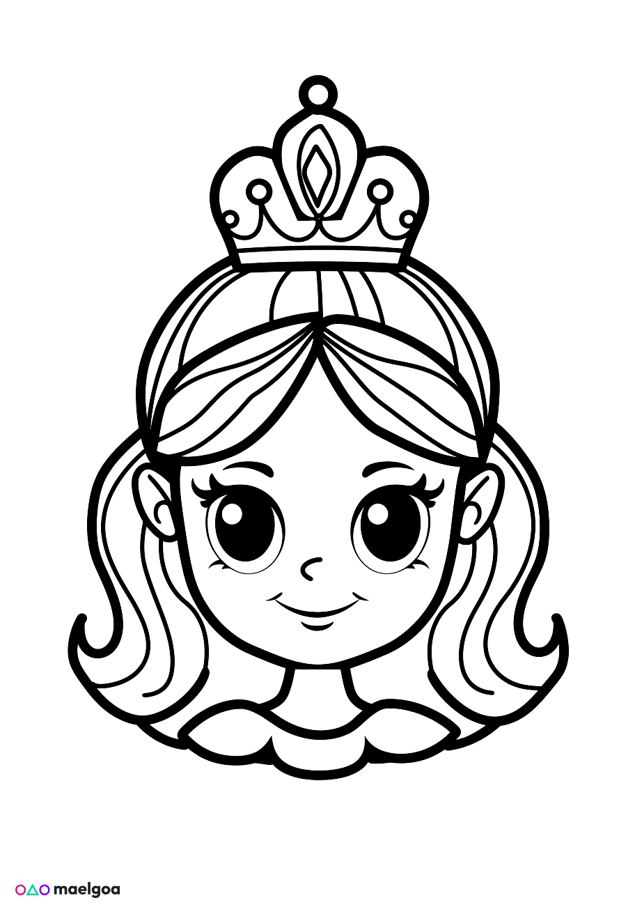 Image gratuite Coloriage visage reine souriant 9