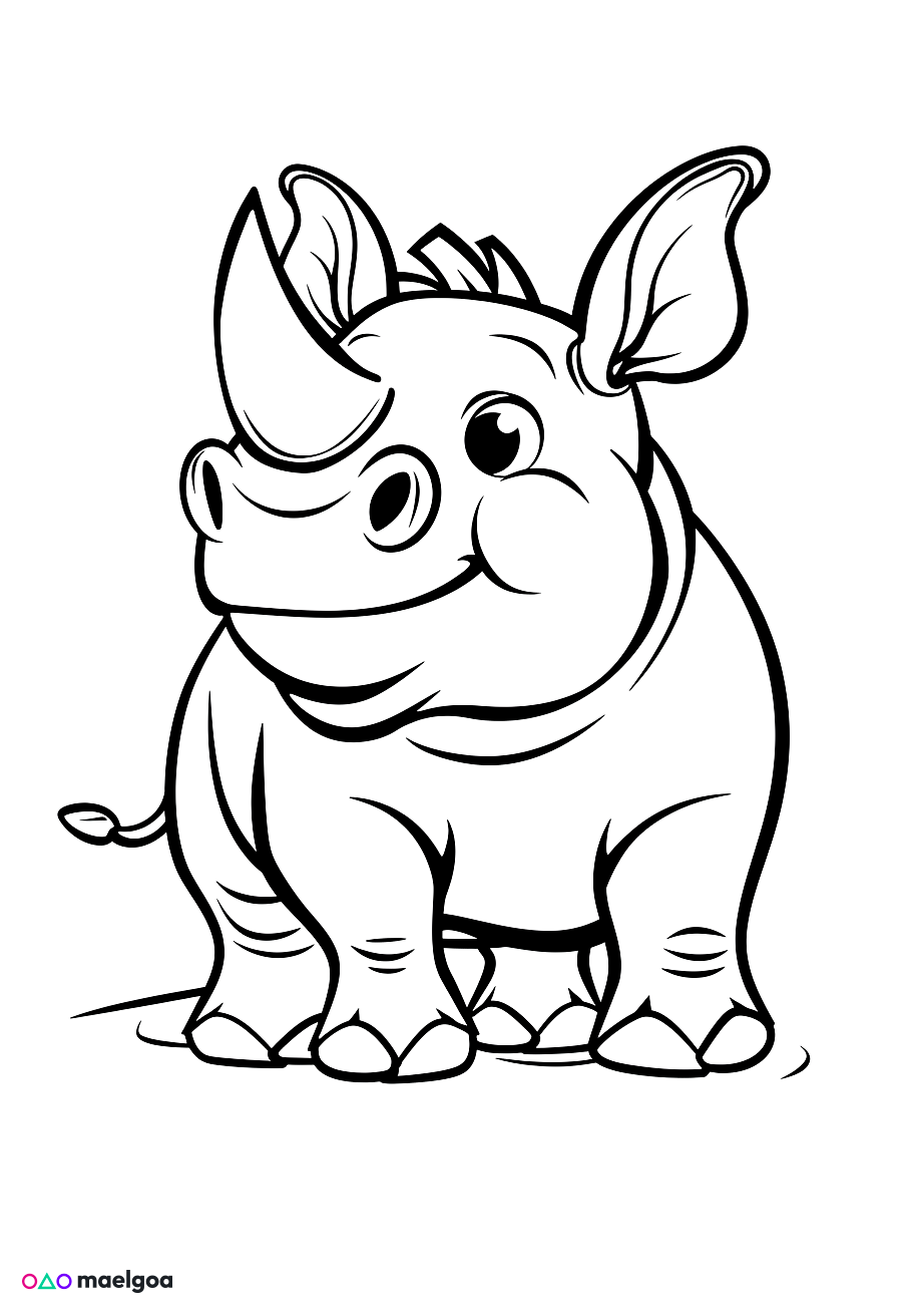Image gratuite Coloriage visage rhinocéros souriant 1
