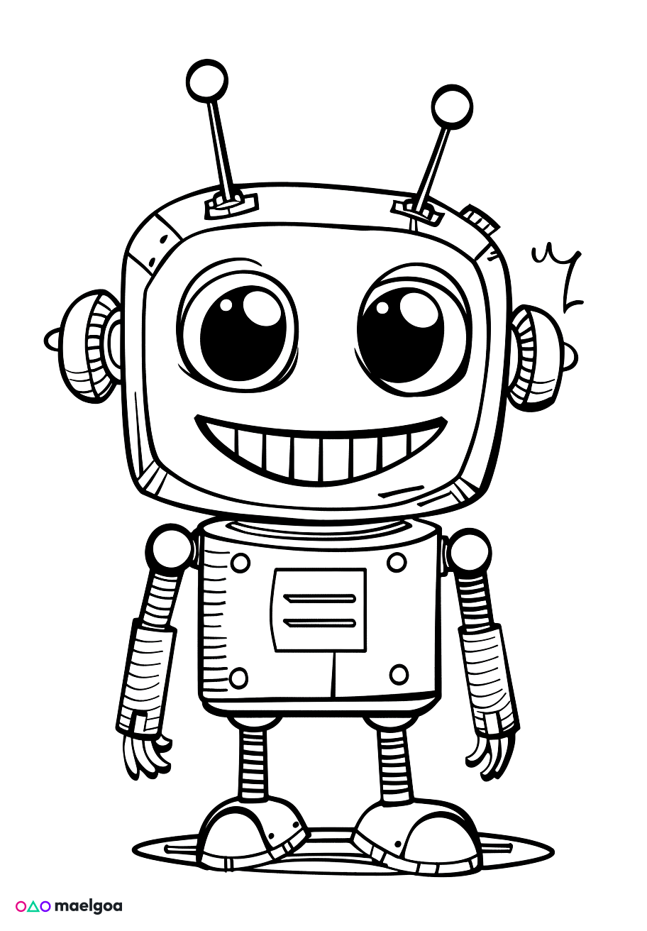 Image gratuite Coloriage visage robot 1