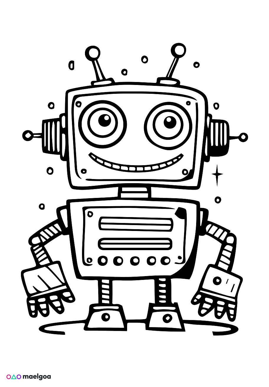 Image gratuite Coloriage visage robot 2