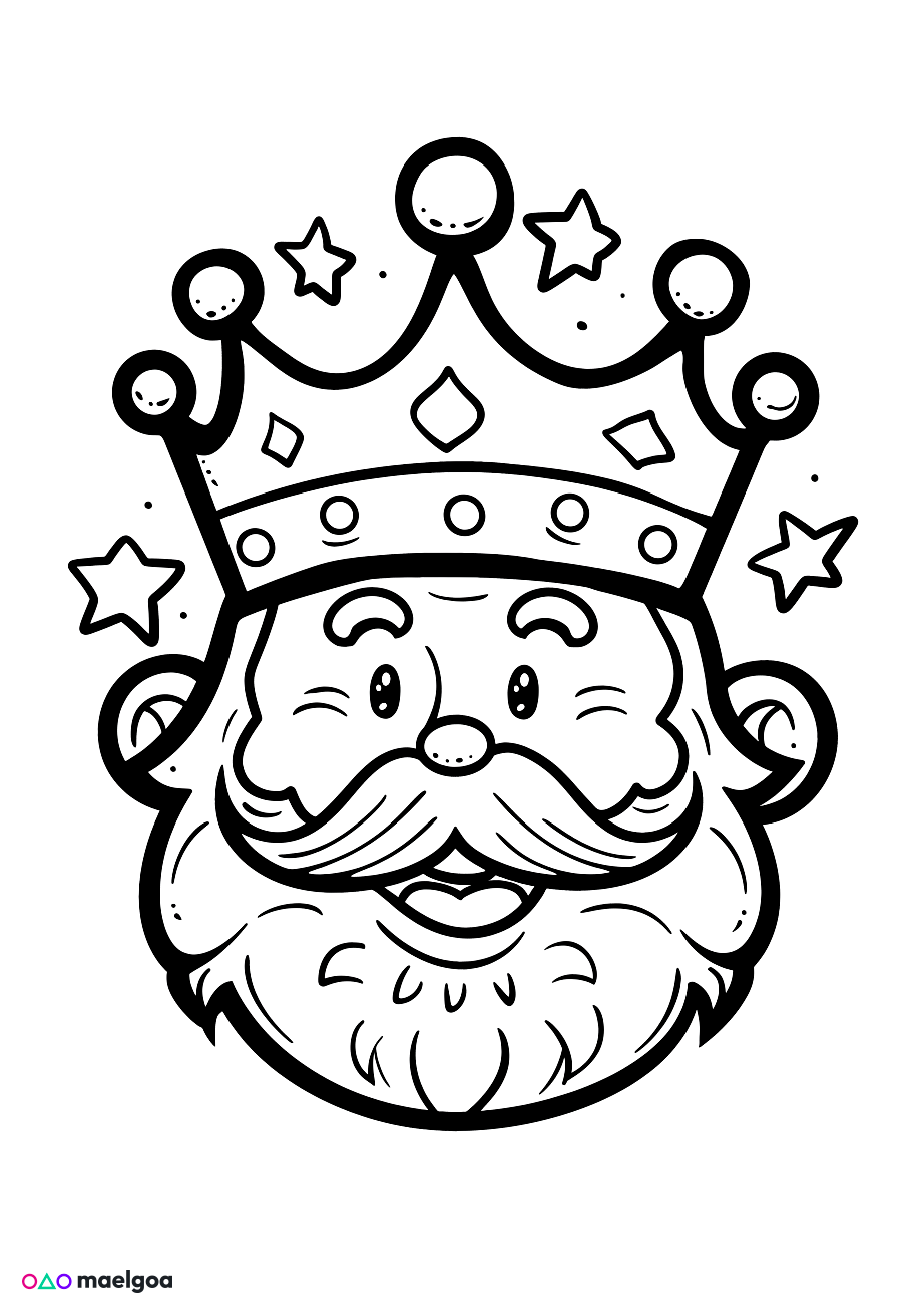 Image gratuite Coloriage visage roi étoiles 1