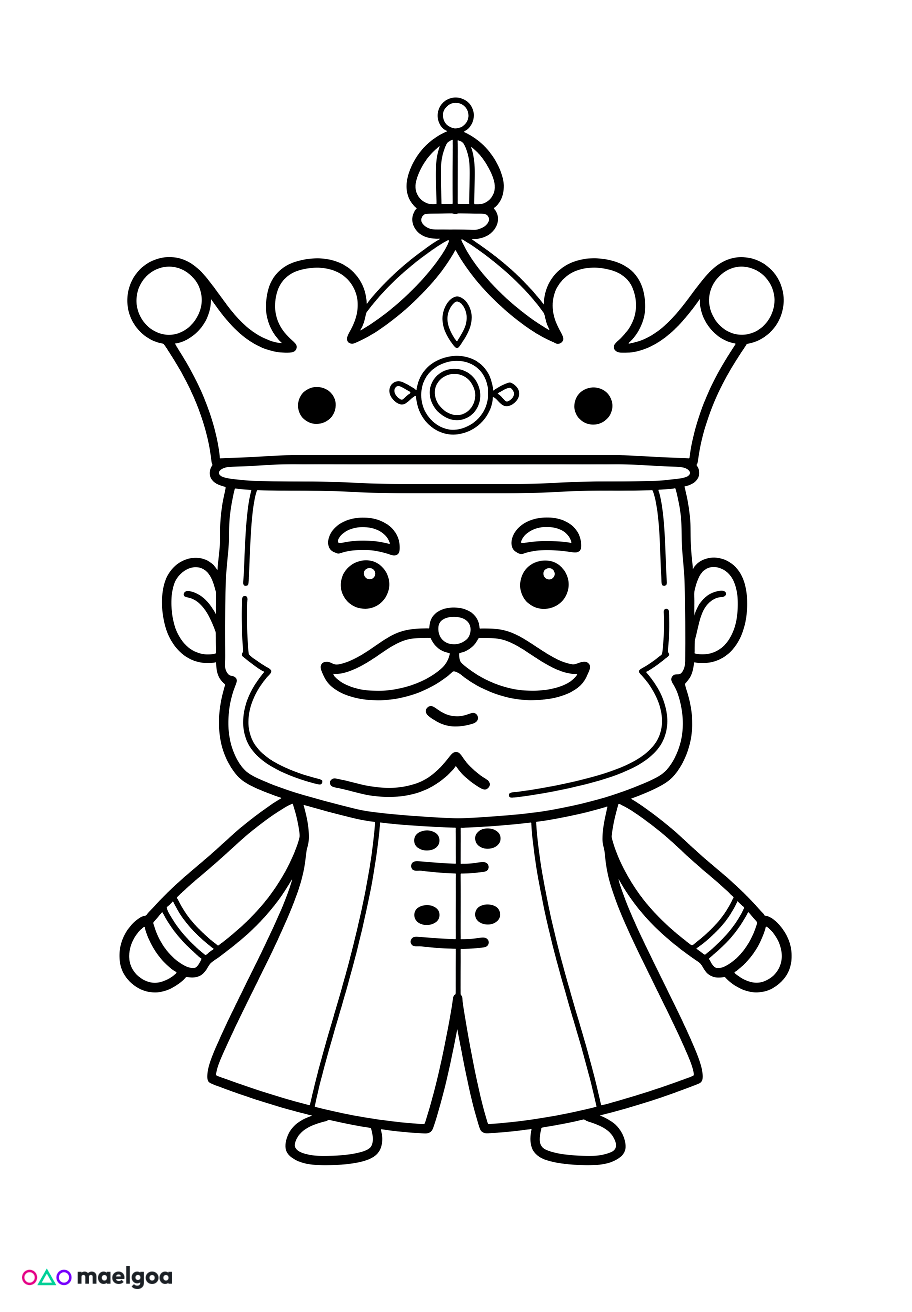 Image gratuite Coloriage visage roi souriant 3