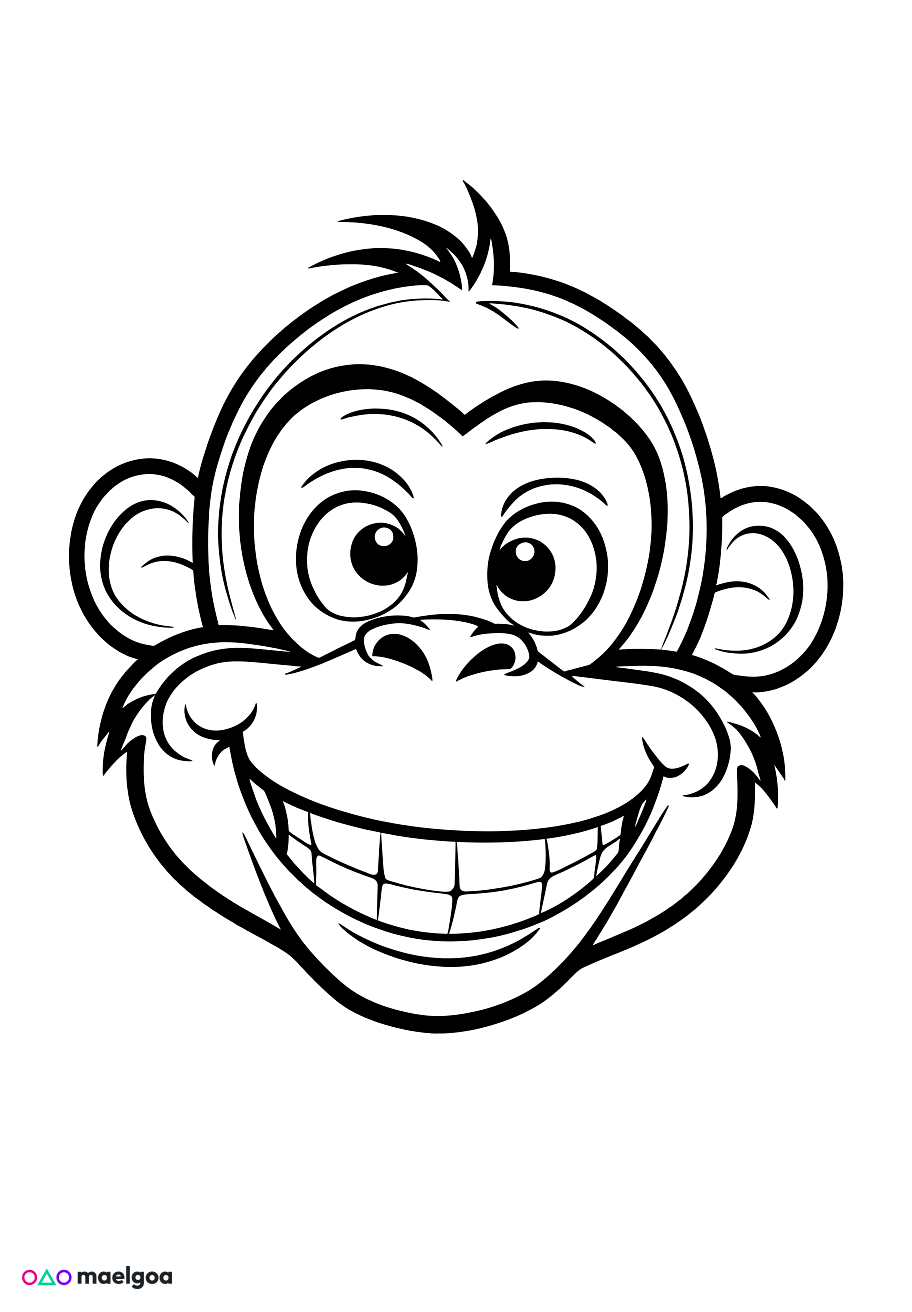 Image gratuite Coloriage visage singe souriant 3