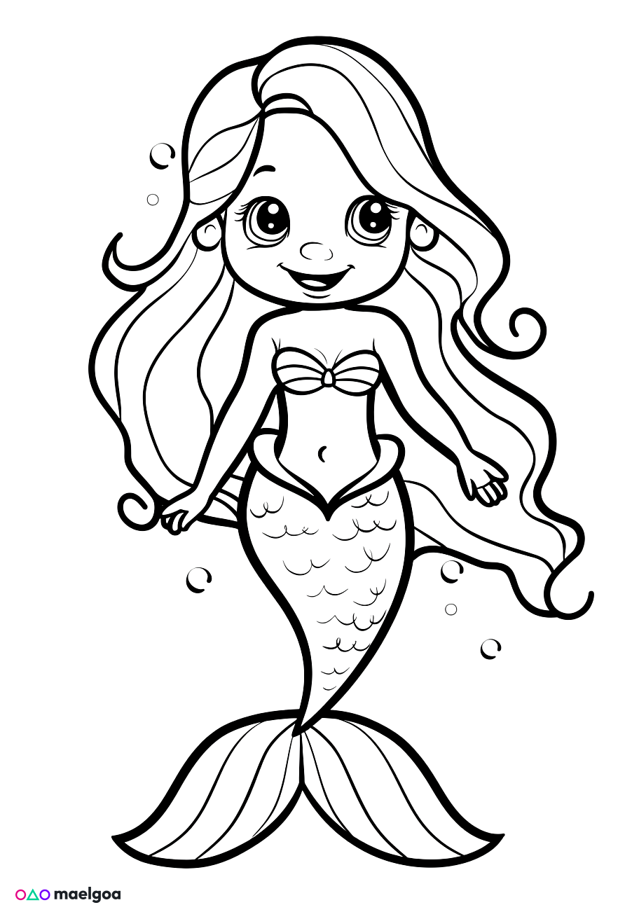 Image gratuite Coloriage visage sirène souriant 1