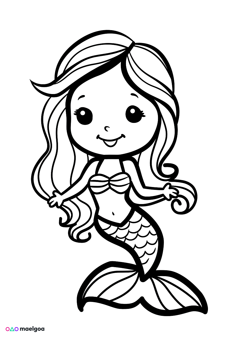 Image gratuite Coloriage visage sirène souriant 2