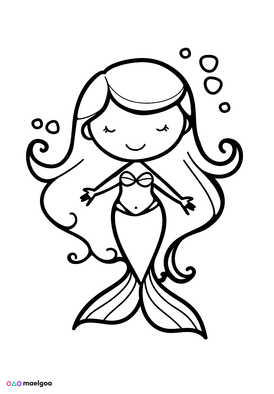 Image gratuite Coloriage visage sirène souriant 3