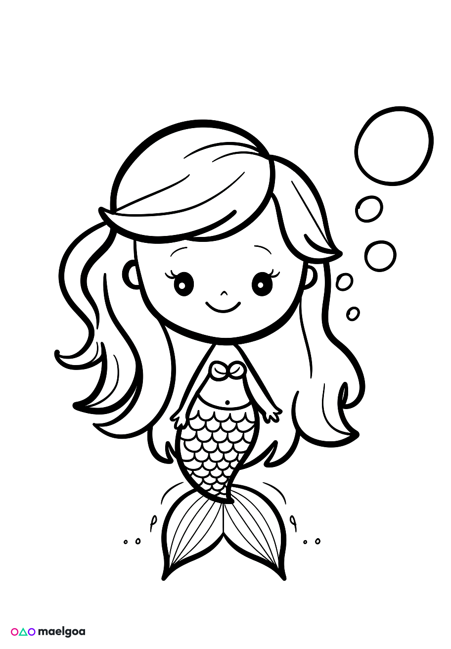 Image gratuite Coloriage visage sirène souriant 4