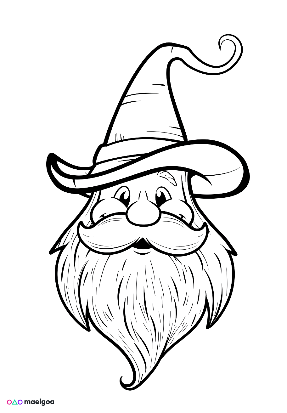 Image gratuite Coloriage visage sorcier souriant 3