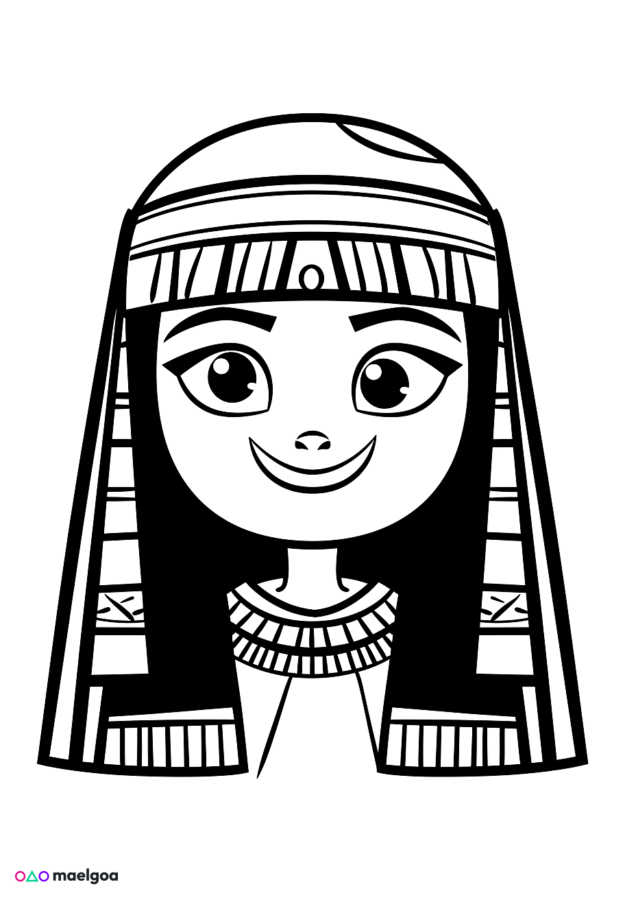 Image gratuite Coloriage visage souriant Cléopâtre 1