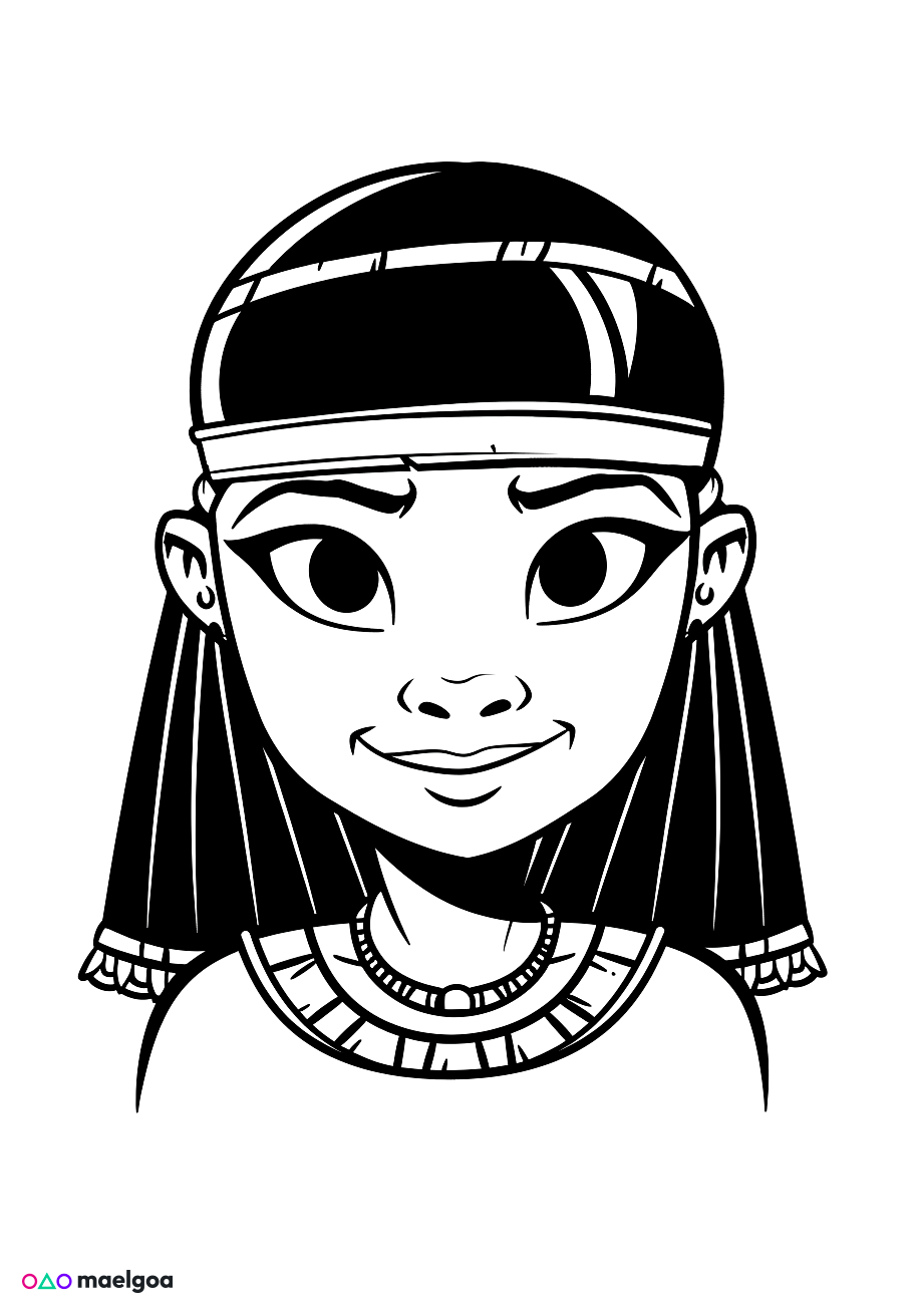 Image gratuite Coloriage visage souriant Cléopâtre 2