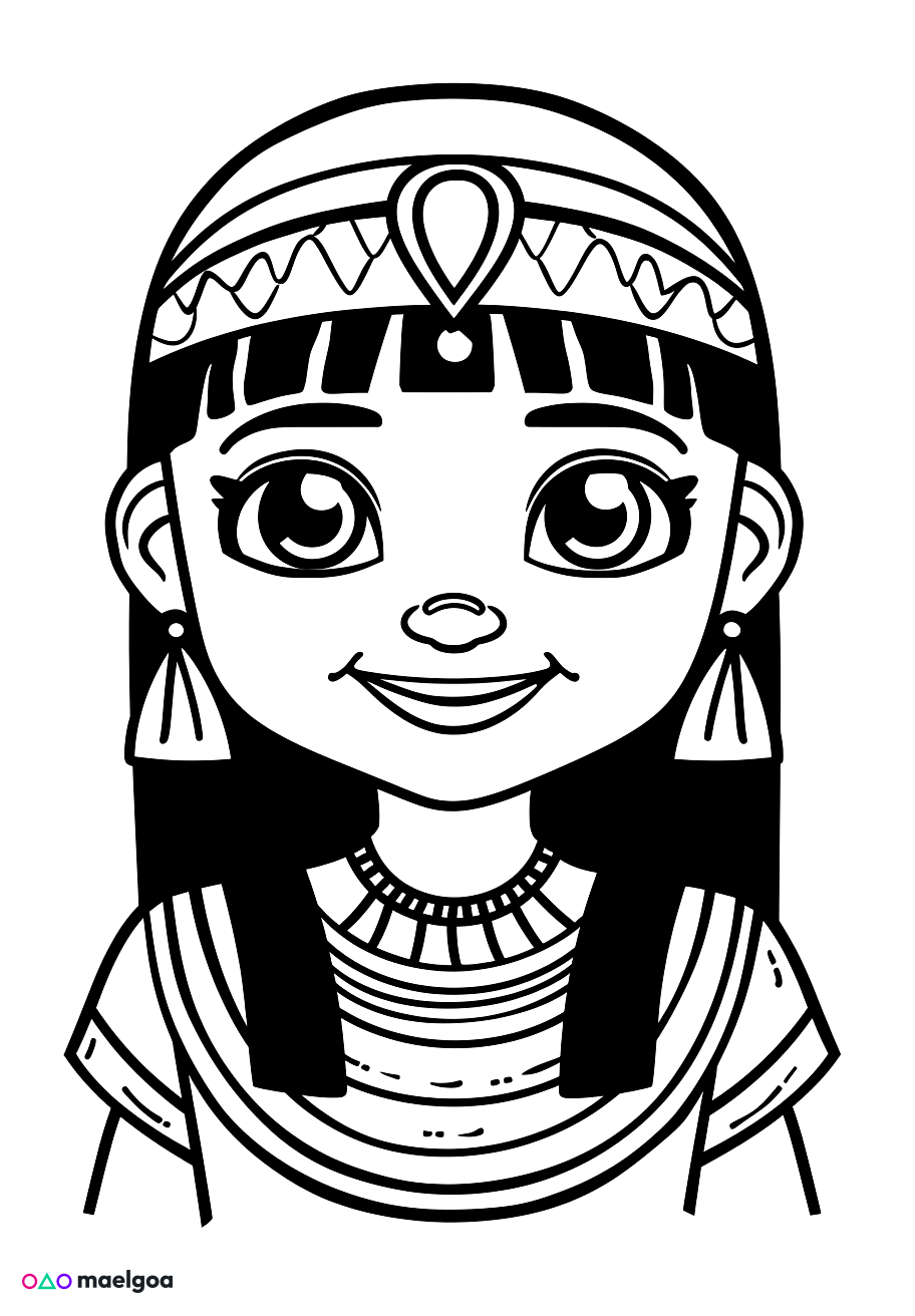 Image gratuite Coloriage visage souriant Cléopâtre 3
