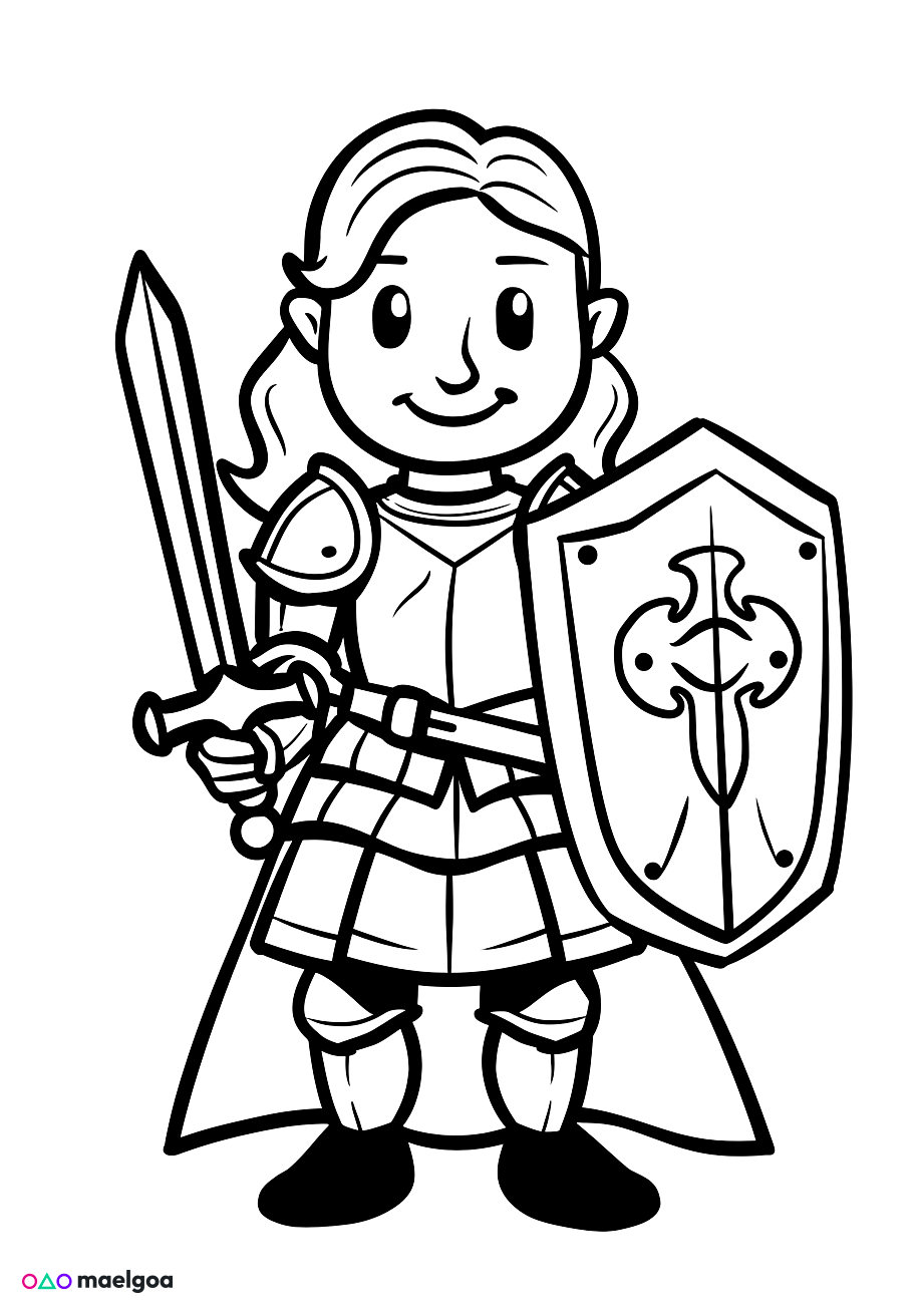 Image gratuite Coloriage visage souriant de Jeanne d&rsquo;Arc 3