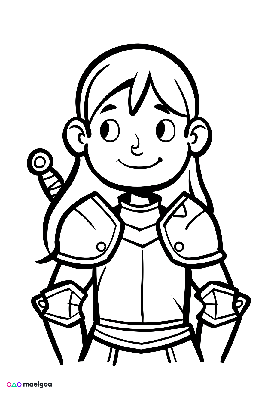 Image gratuite Coloriage visage souriant de Jeanne d&rsquo;Arc 4