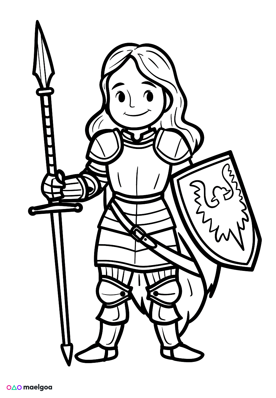 Image gratuite Coloriage visage souriant de Jeanne d&rsquo;Arc 5