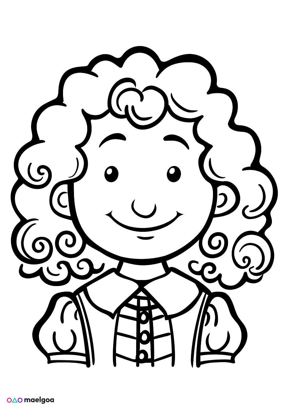 Image gratuite Coloriage visage souriant de Louis XIV 5