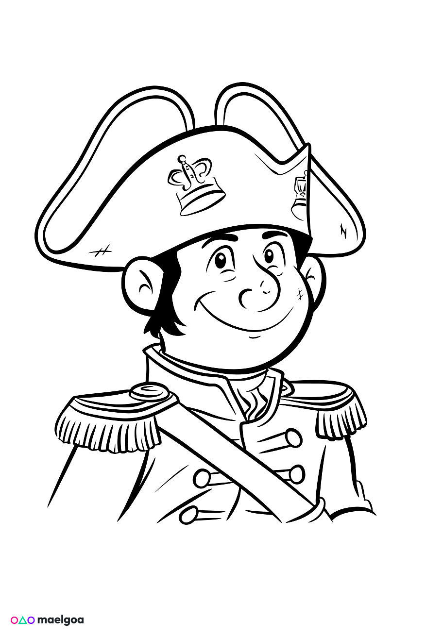 Image gratuite Coloriage visage souriant Napoléon 1