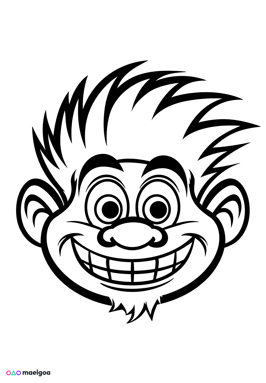 Image gratuite Coloriage visage troll souriant 1
