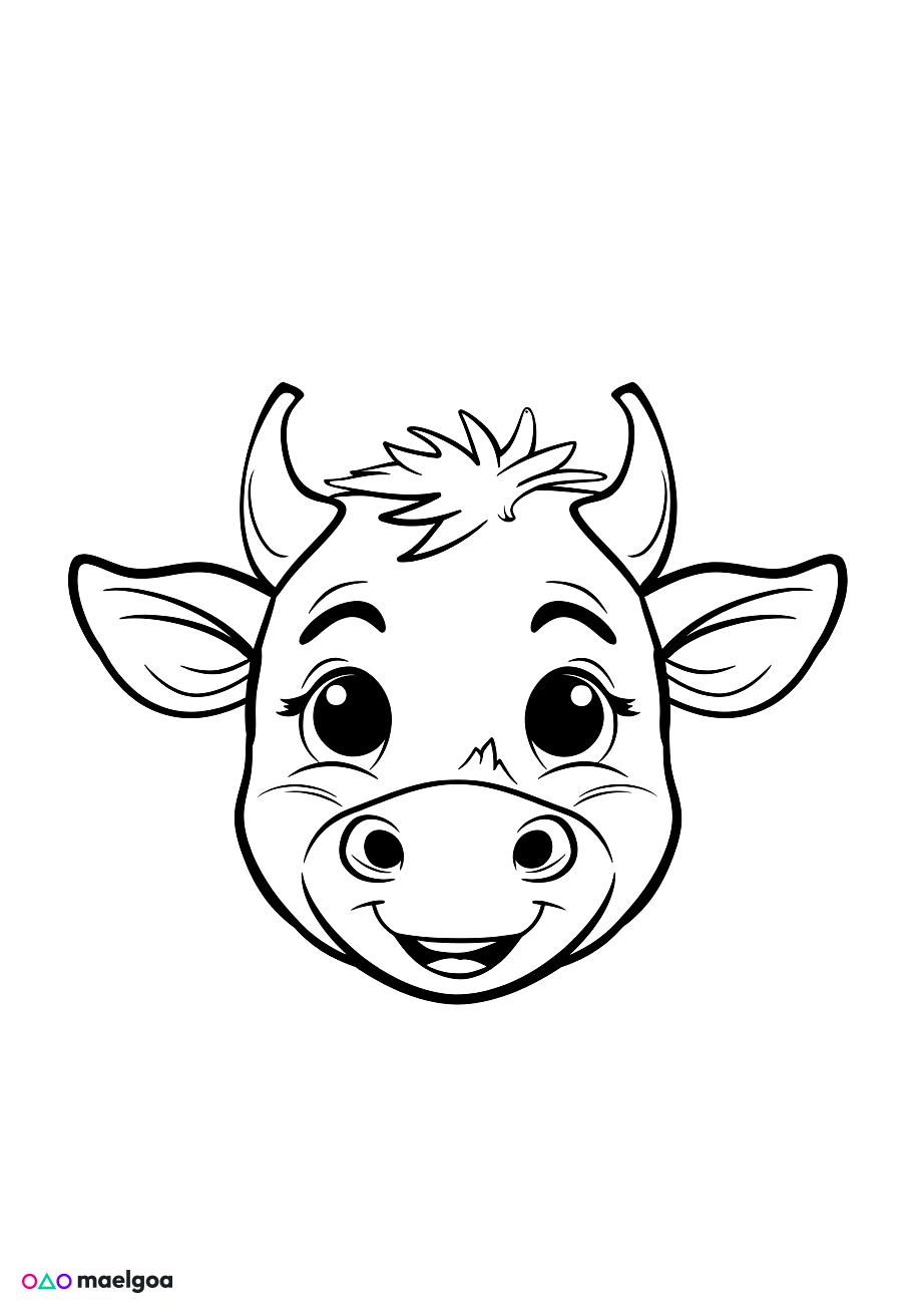 Image gratuite Coloriage visage vache souriant 1