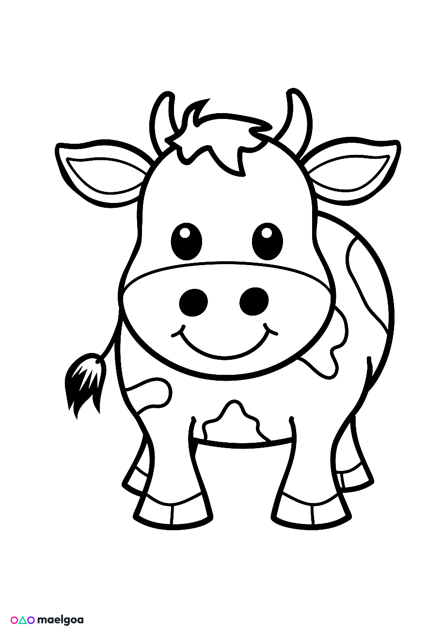 Image gratuite Coloriage visage vache souriant 2