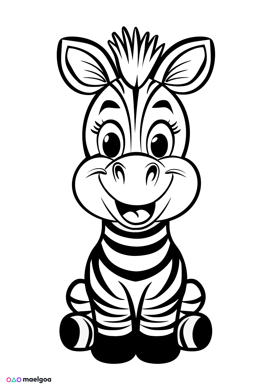 Image gratuite Coloriage visage zèbre souriant 1
