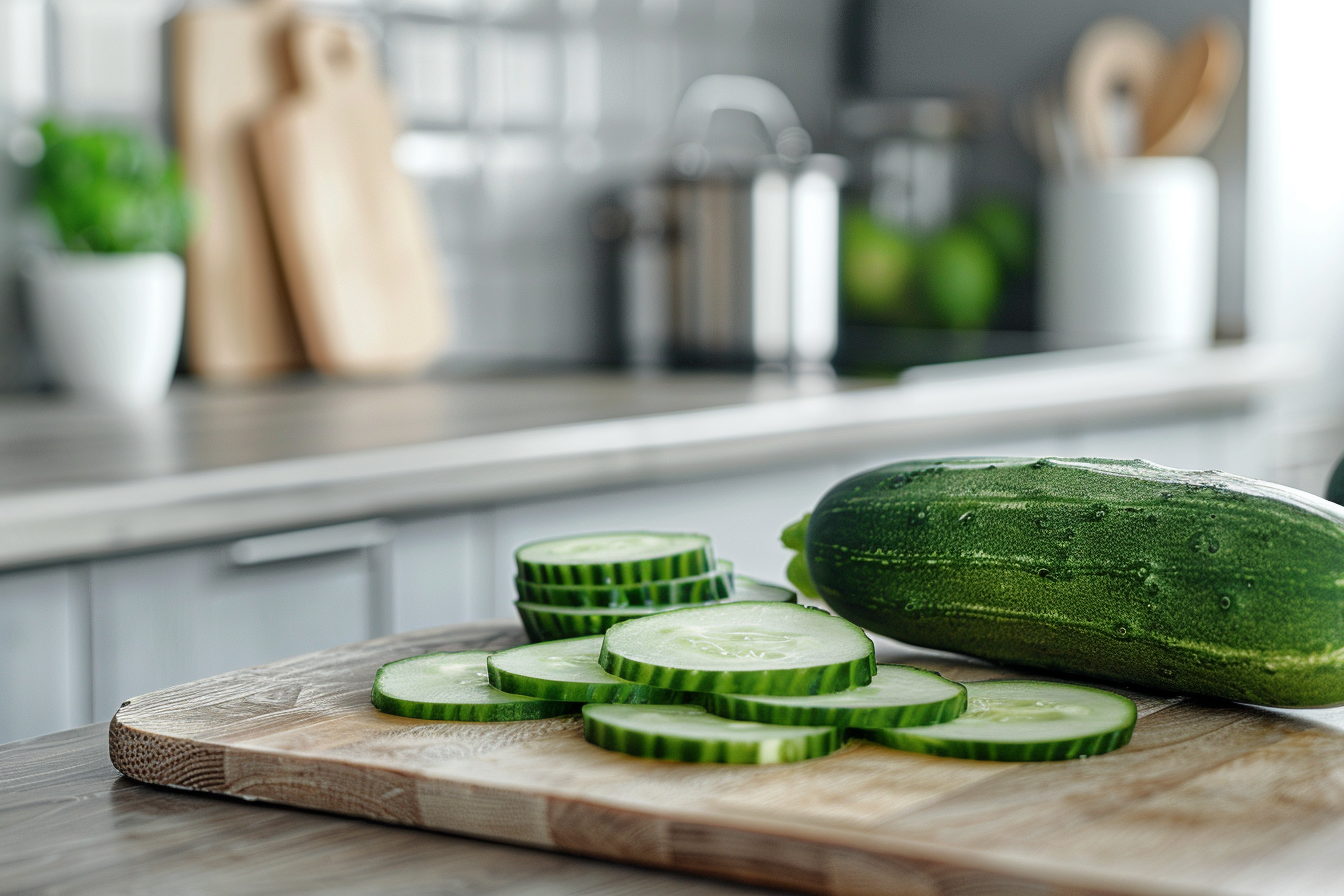 Image gratuite Concombre sur planche en bois 1
