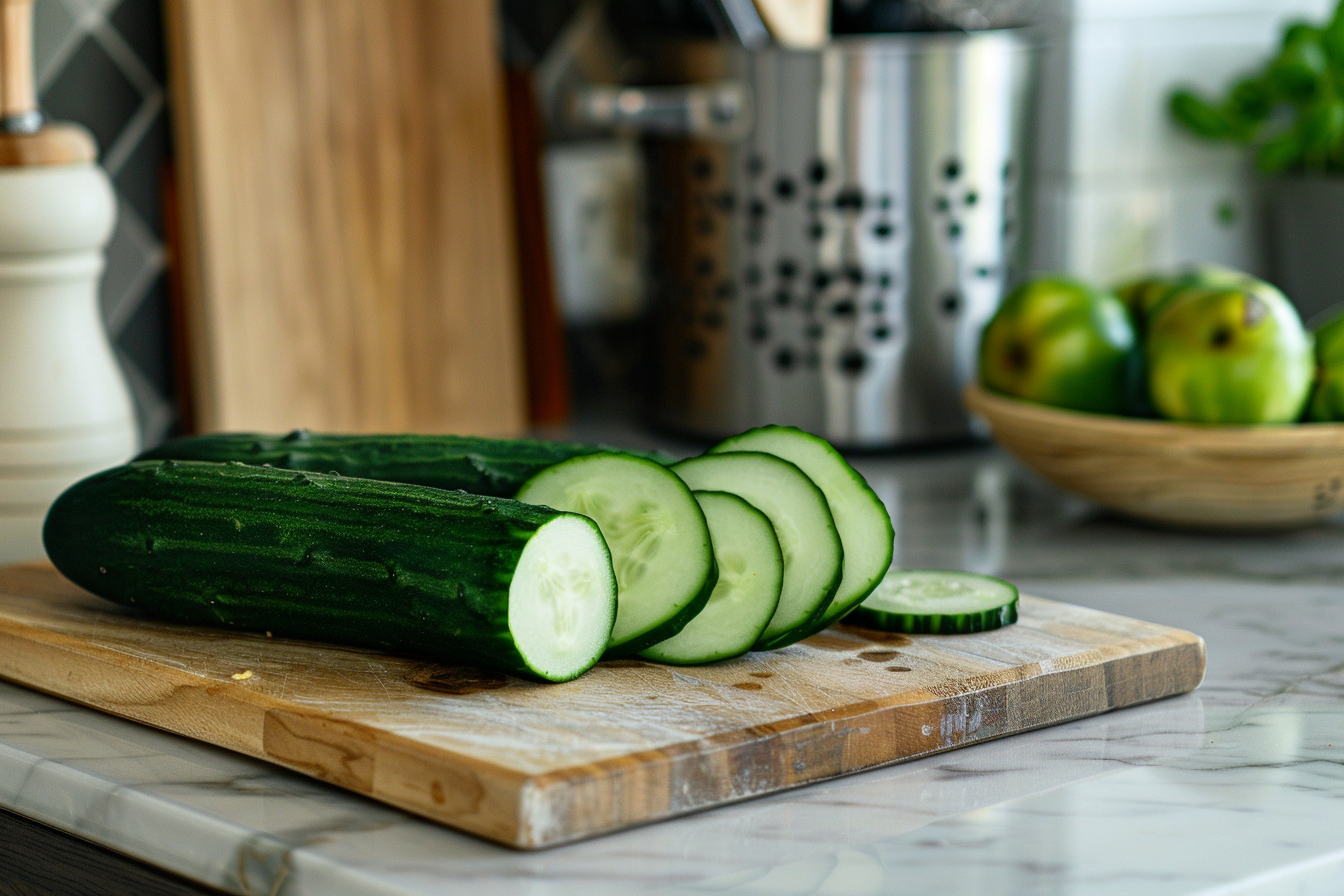Image gratuite Concombre sur planche en bois 2