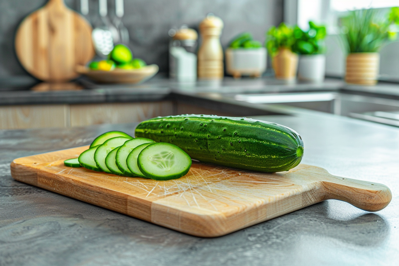 Image gratuite Concombre sur planche en bois 3