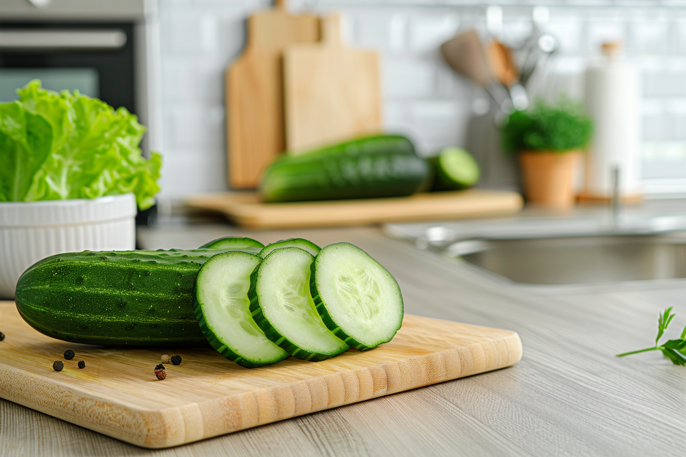 Image gratuite Concombre sur planche en bois 4