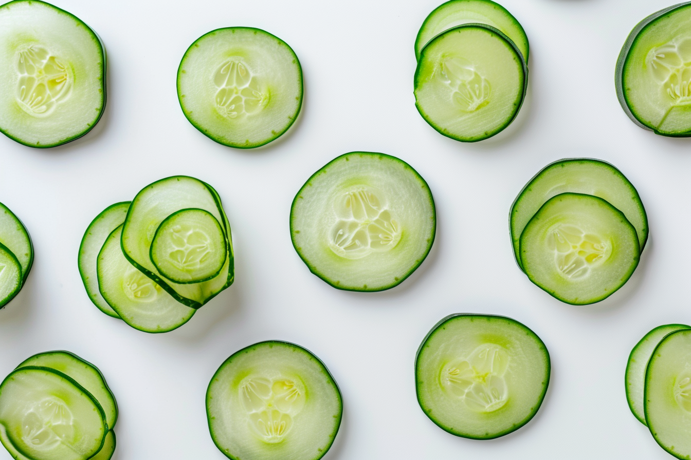 Image gratuite Concombre tranché sur fond blanc 2