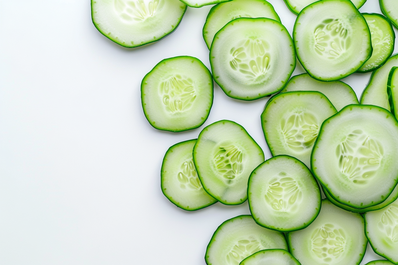 Image gratuite Concombre tranché sur fond blanc 3