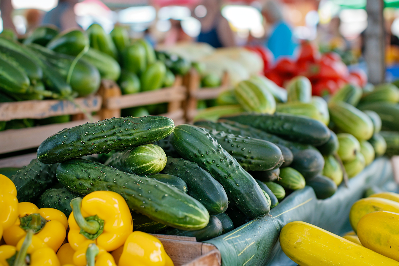 Image gratuite Concombres sur un marché 1