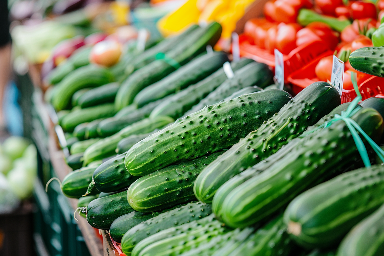Image gratuite Concombres sur un marché 2