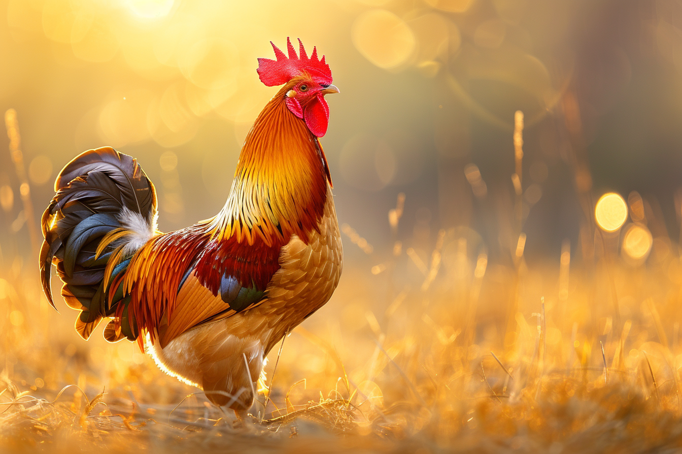 Image gratuite Coq dans prairie ensoleillée 2