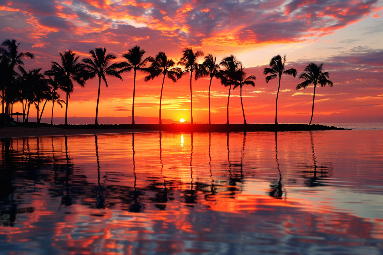 Image gratuite Coucher de soleil majestueux sur l&rsquo;océan 2