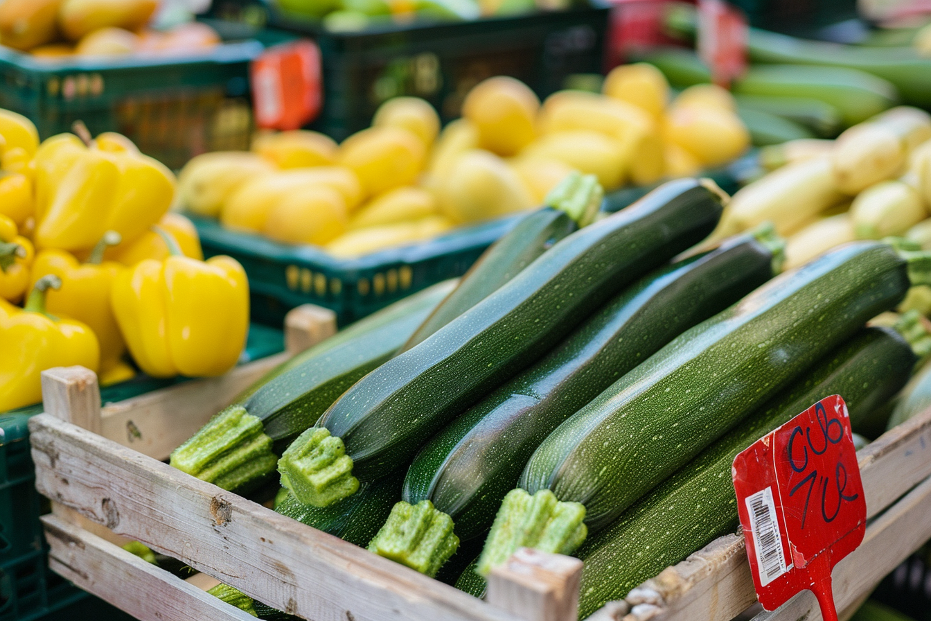Image gratuite Courgettes sur un marché 1