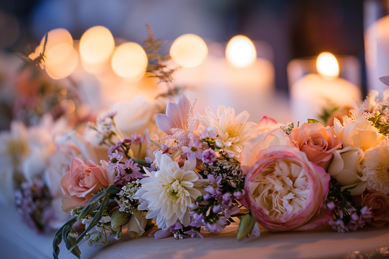 Image gratuite Couronne de fleurs artisanale sur un cercueil poli 1
