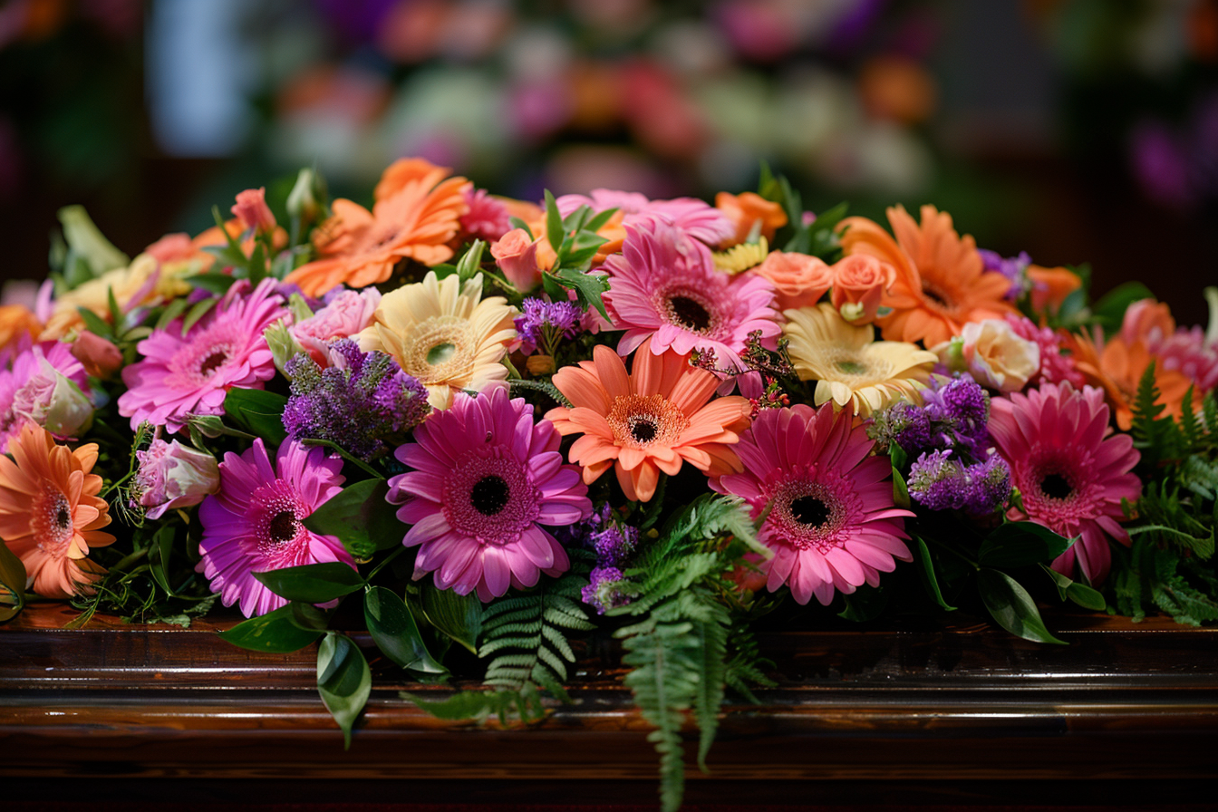 Image gratuite Couronne de fleurs sur un cercueil 1