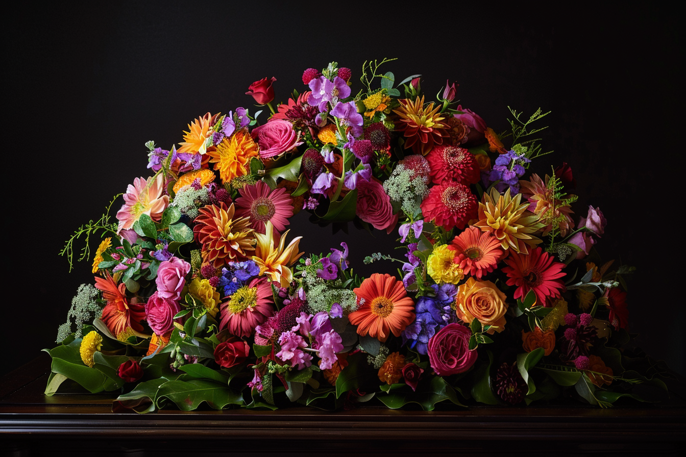 Image gratuite Couronne de fleurs sur un cercueil 2