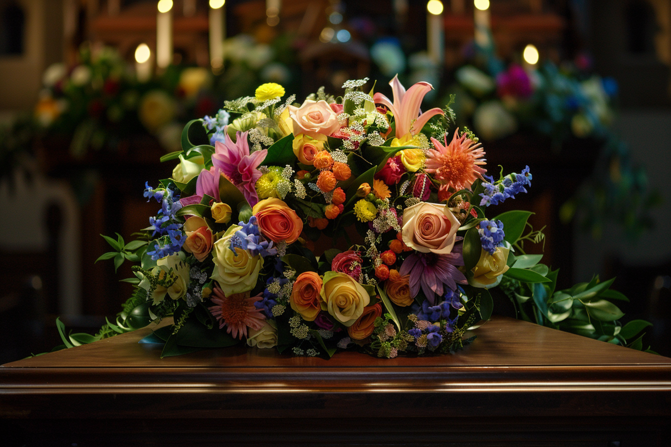 Image gratuite Couronne de fleurs sur un cercueil 4