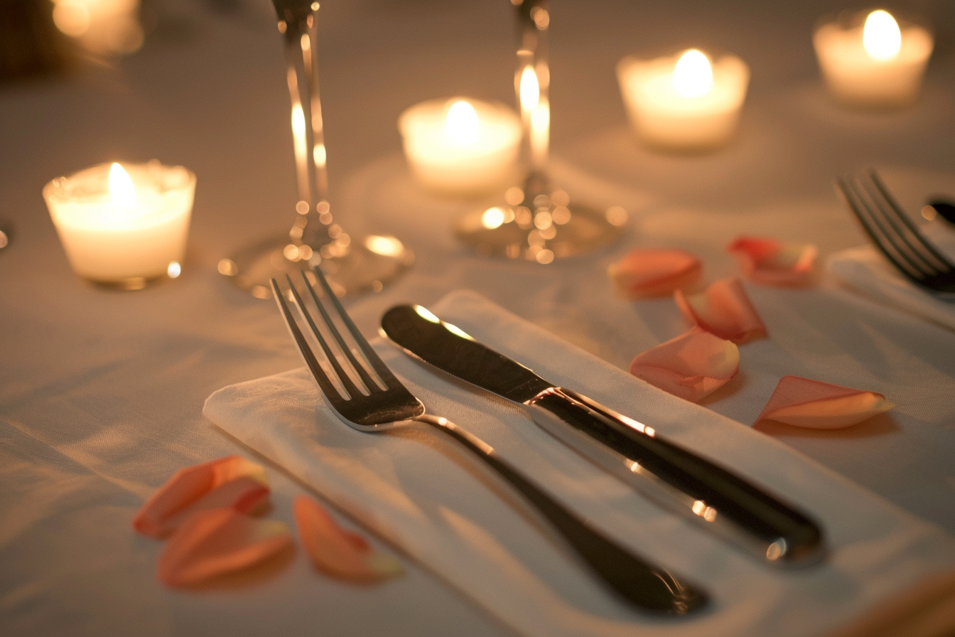 Image gratuite Couverts argent nappe blanche 2