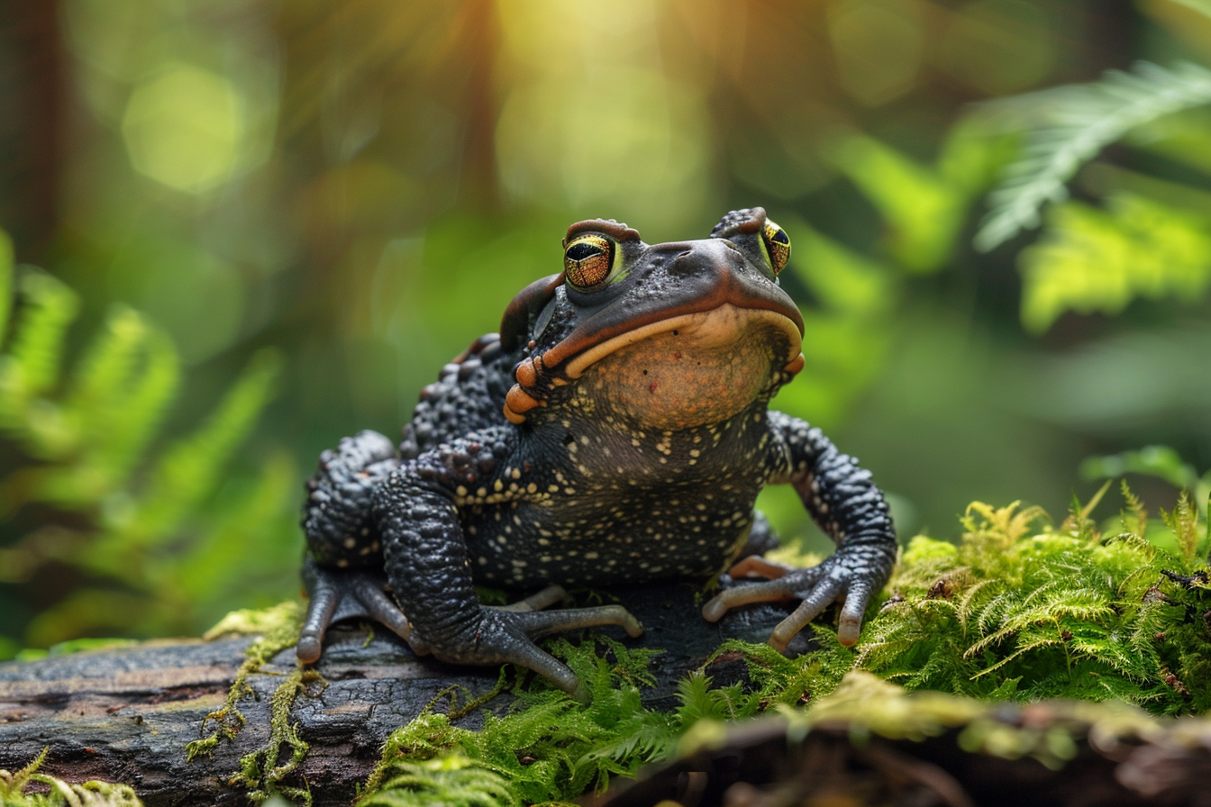 Image gratuite Crapaud sur un tronc de mousse 1