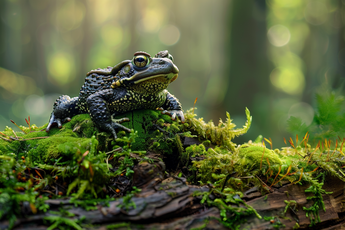 Image gratuite Crapaud sur un tronc de mousse 2